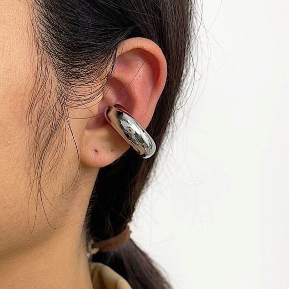 Stainless Steel Chunky Ear Cuff Silver Hip Hop Exaggerated Unisex - Picture 2 of 6